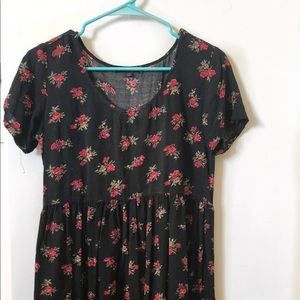 Black with Red rose floral dress